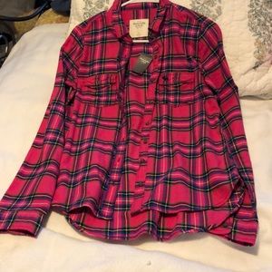 Abercrombie & Fitch pink flannel long sleeve sizeS